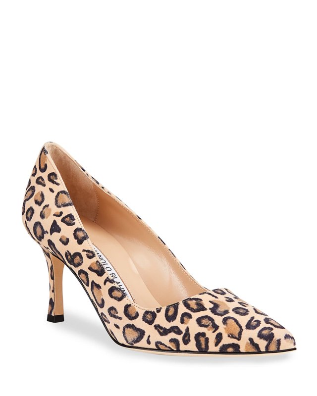 BB 70mm Leopard-Print Suede Pumps